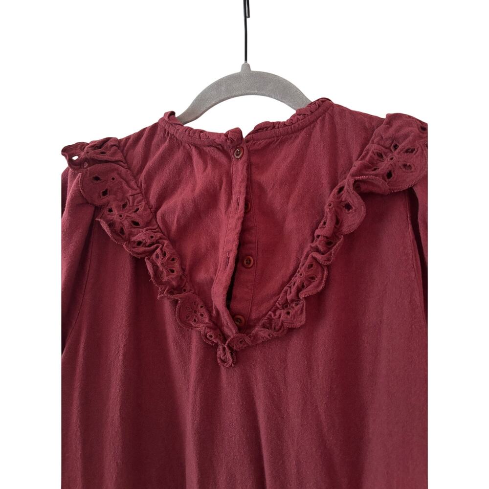 Madewell Burgundy Eyelet Detail Dress M - Picture 10 of 10